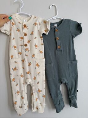 Gerber Waffle Knit Pocket Footie Set - Cream Floral & Green